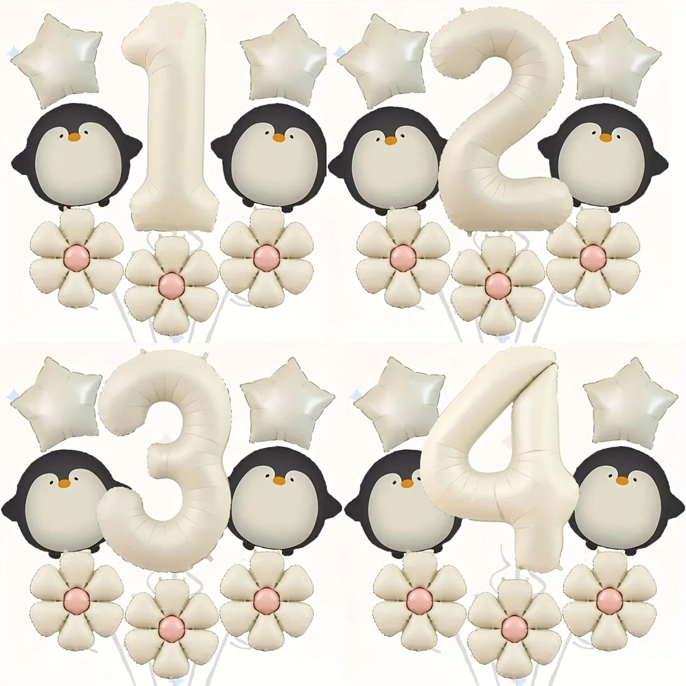 Juego de globos de colores crema pingüino, Margarita, 8 Uds., para fiestas de cumpleaños, reuniones, suministros de decoración, decoración del hogar, ducha