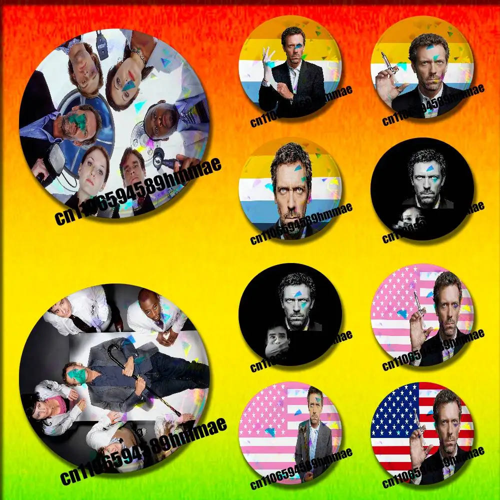 

For American Flag Lgbt GAY H-House Md Malpractice Emblem Round Pins Insignia Badge Cover Ornament 75mm Cosplay Brooch Button