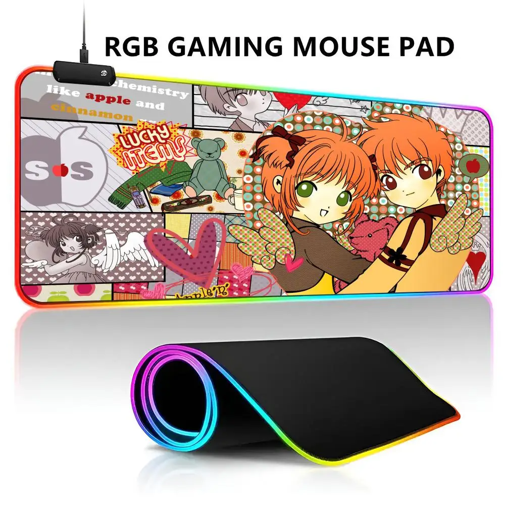 

C-Cardcaptor Sakura Magic коврик для мыши RGB светодиодный игровой водонепроницаемый большой геймерский коврик для мыши большой коврик для клавиатуры для настольного ПК