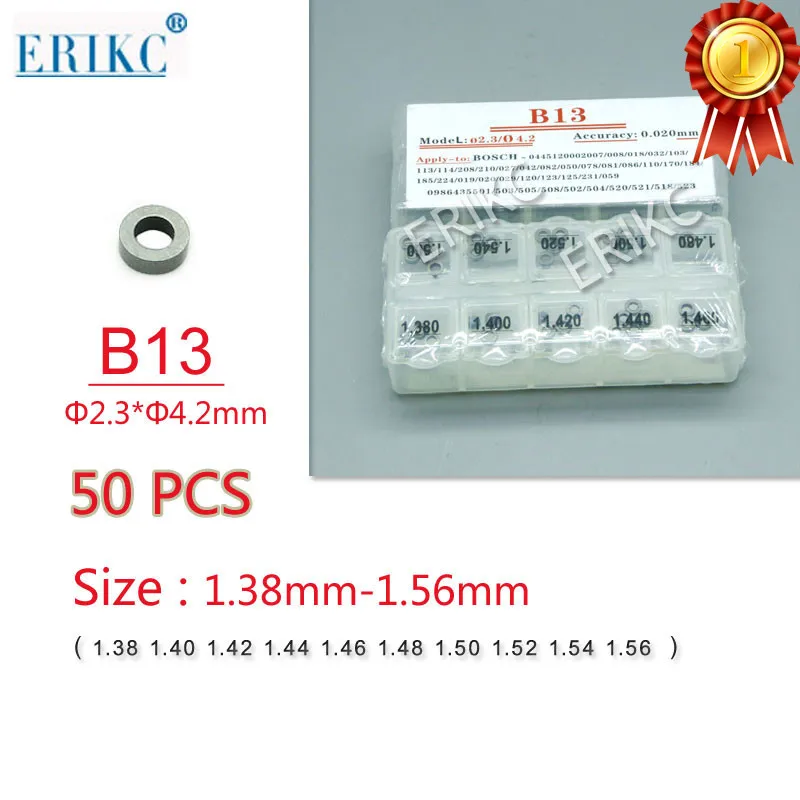 

50PCS ERIKC Injector Shims Gaskets B13 1.38-1.56mm adjusting Shims Gasket washer Nozzle Valve Adjust Washer Repair for Bosch