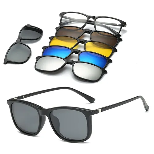 Imagen 2 del producto Gafas de sol magnéticas ópticas polarizadas para hombres y mujeres, Clip magnético, montura de gafas de sol, Clip Polaroid personalizado, 6 en 1