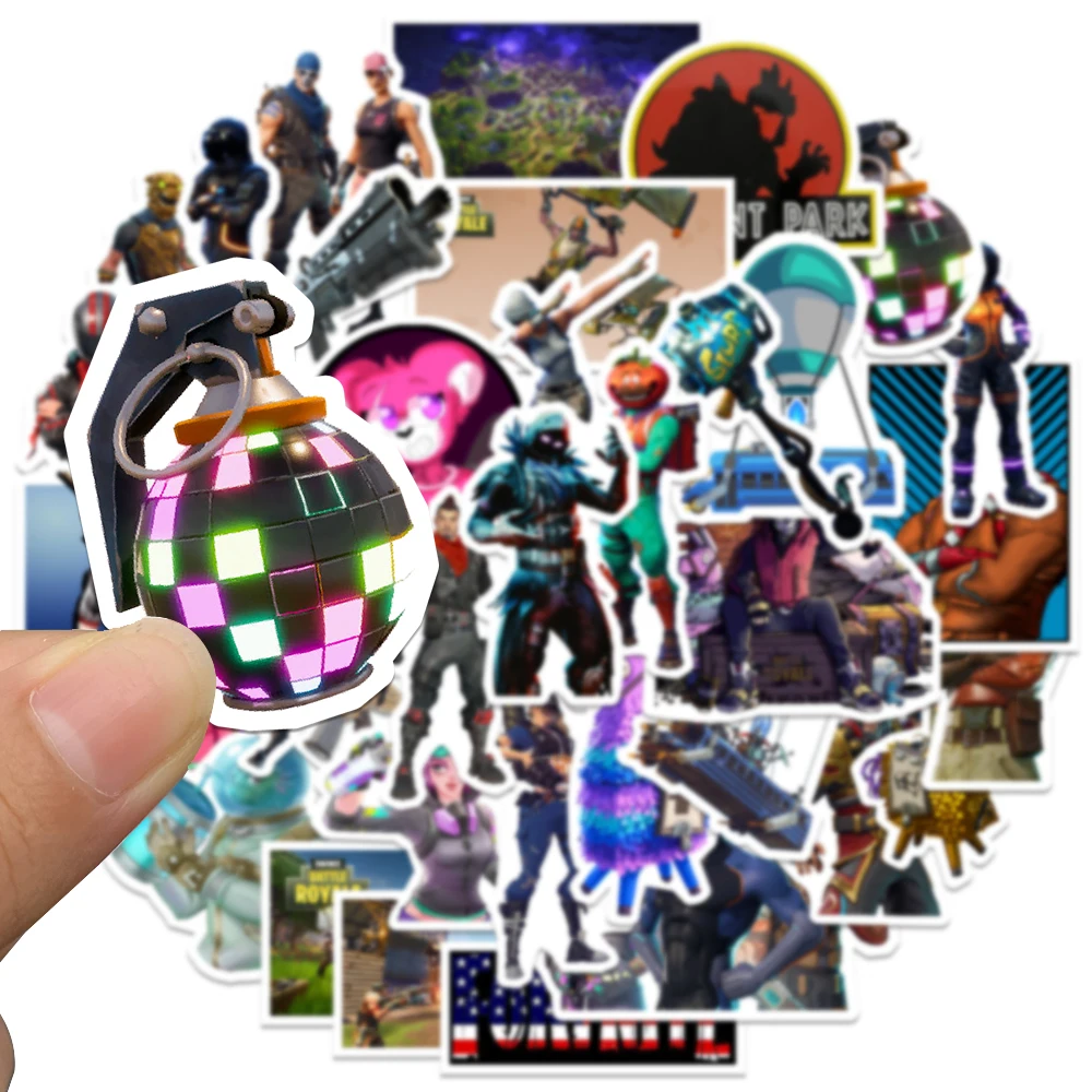 100pcs Cartoon Game Shoot Fortnites Stickers Toys Waterproof Sticker Luggage Skateboard Guitar Laptop Stikers KidsToy