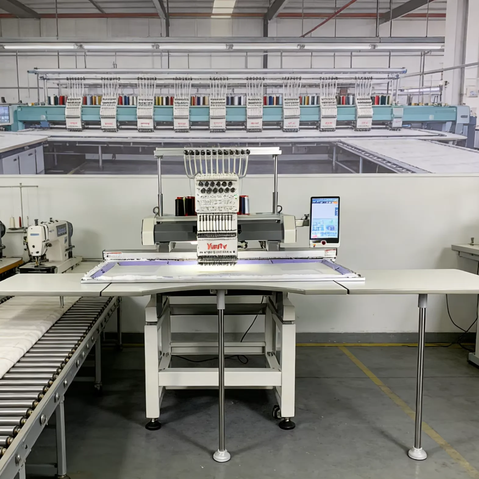 Heavy Duty Single Head Embroidery Machine Multi Needle Large Area Apparel Shoes Pillow Embroidery Production Machinery