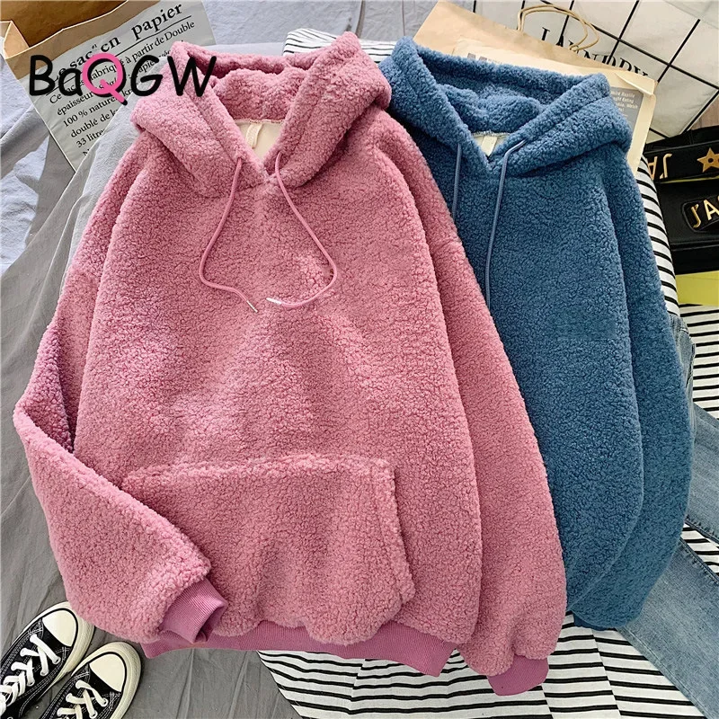 Autumn Winter Coat Pink Sweet Hooded Sorry Print Harajuku Loose Pocket Hoodies Womens Fleece Flannel Pullover Female Sweatshirt