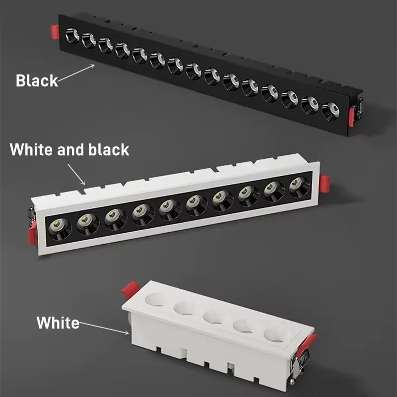 Wbudowane wbudowane lampy punktowe LED z wbudowaną linią światło kratki 10W/20W/30W do oświetlenia wnętrz W domu AC220V/110V