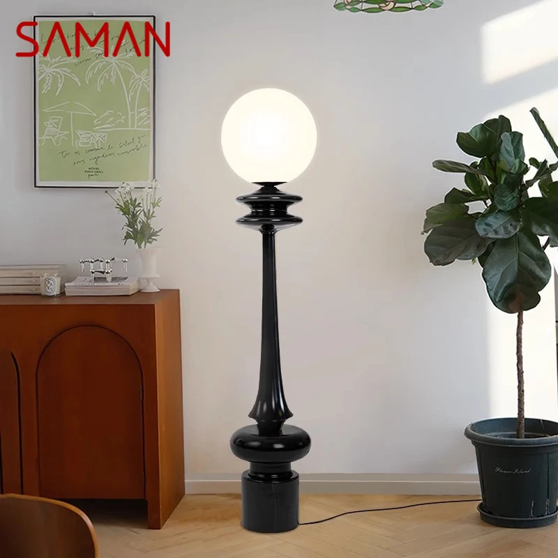 

SAMAN Nordic Roman Column Floor Lamp Black Modern Living Room Bedroom LED Creativity Decorative Standing Light