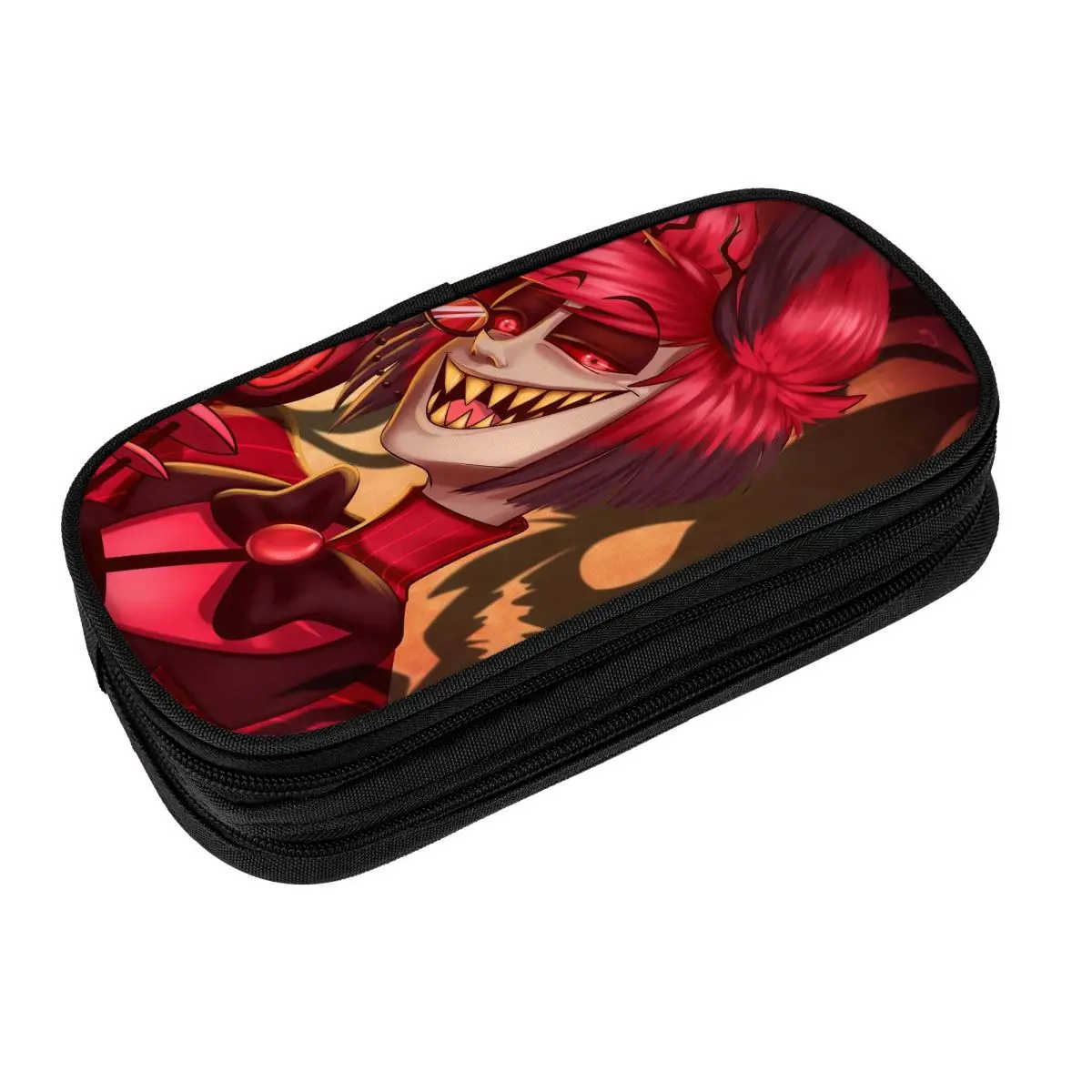 كارتون Hazbins Hotels Alastors مقلمة حامل قلم حقائب بنات بنين تخزين كبير اللوازم المدرسية سستة pencelcases