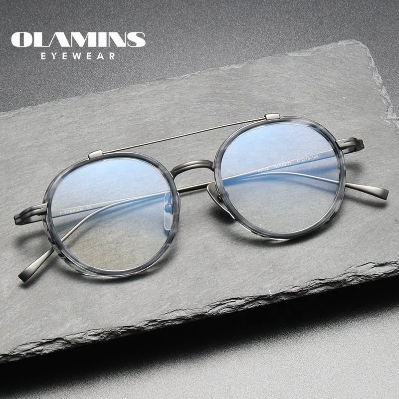 

OLAMINS​ Black Round Titanium Eyeglasses Optical Eyeglasses Classic Tortoise Transparent Eyeglasses Frames KJ-32