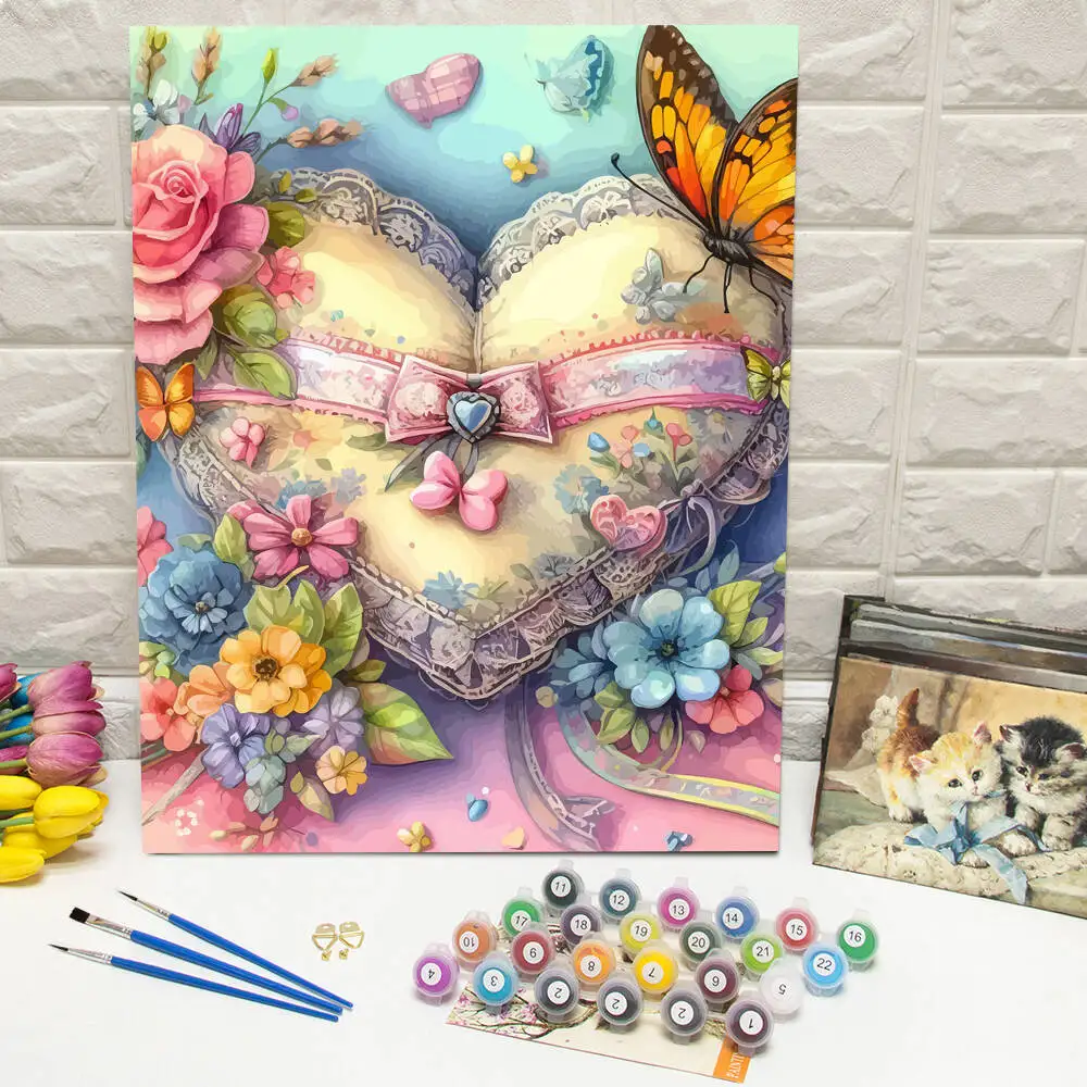 Ölgemälde nach Zahlen, Berglandschaft, DIY, digitale Malerei, Haus, Baum, Landschaft, Bild, Kunsthandwerk auf Leinwand, handgemaltes Geschenk