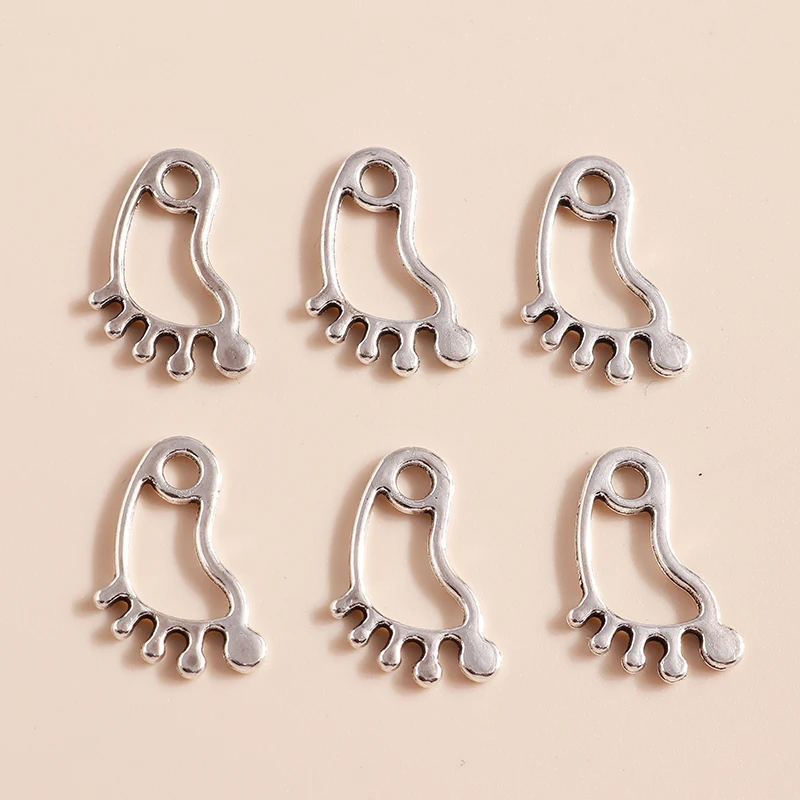 Leslie 50 Stück 16x10mm Einfache Hohle Fußabdruck-Anhänger für Armbänder, Halsketten, Ohrringe, DIY-Schmuckherstellung – Detail 2