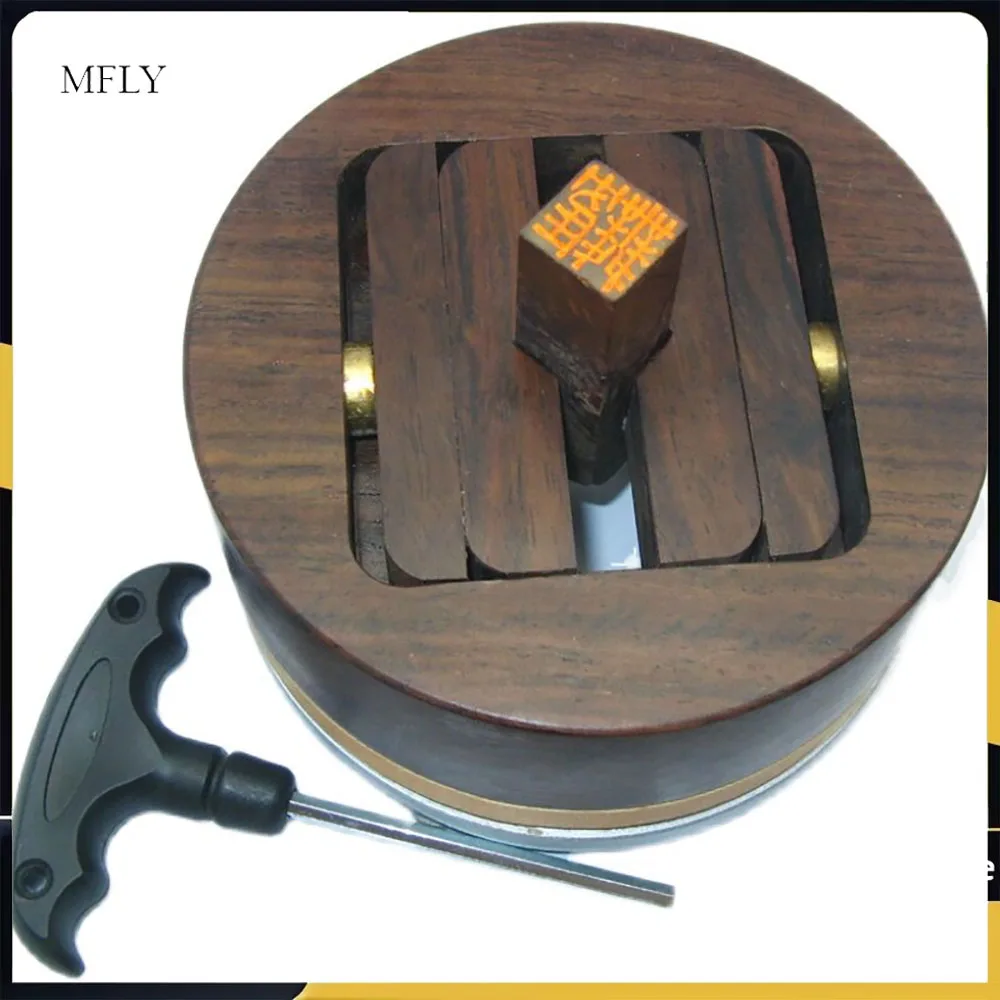 Stamp Engraving Rotary Fixture Ebony Seal Carving Jig with Rotating Base