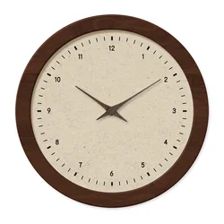 French Ancient Style Crystal Porcelain Round Simple Pattern Wooden Wall Clock Living Room Bedroom Kitchen Home Decoration Wall Clock Silent Quartz Clock Holiday Gift 12 Inches 14 Inches 16inch (Without Battery)