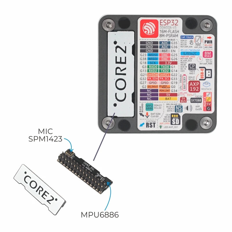 Imagem -05 - Kit de Desenvolvimento com Tela Sensível ao Toque M5stack Core2 Oficial Esp32 Iot D0wdq6-v3 Controlador 2.0 Lcd Tft Nova Chegada