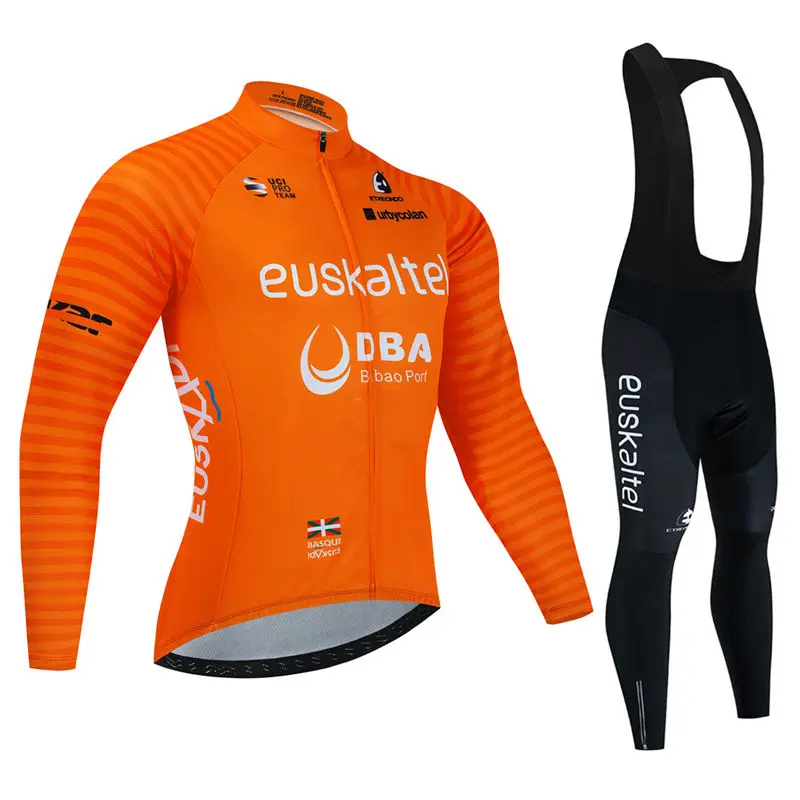 EUSKADI Profession Team Spring Long Sleeve Cycling Jersey Set Men Bicycle Clothes MTB Bike Jersey Bib Pants Kit Ropa Ciclismo