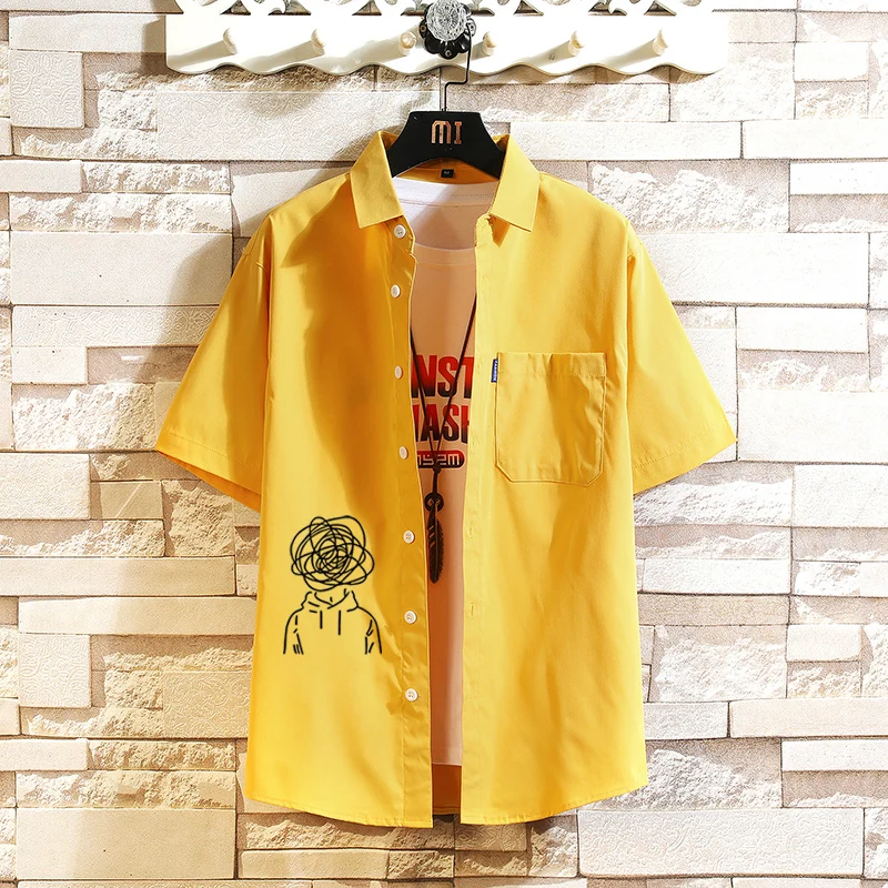 

Trendy Ice Silk ort Sve irt for Boys Loose Fit Summer New Sle Youthful Polyester Fabric Breathable Faionable Jaet