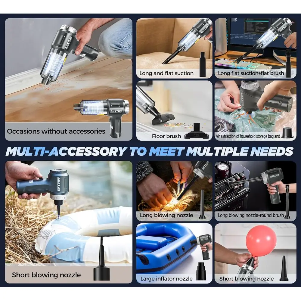 Draadloze 3-in-1 krachtige autostofzuiger met 12000PA zuig- en borstelloze motor