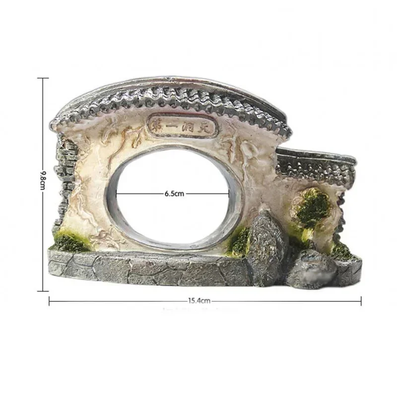 15cm Chinese Style Yard Fish Door Tank Ornament Aquarium Decoration Stones Shrimp Rock Cave Decoration Fish Hiding Toys