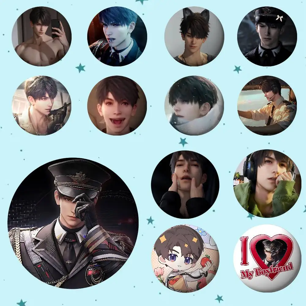 Caleb Cute H-love And Deep Space Anime Round Laser Badge Cartoon Brooch Clothes Backpack Accessories Lapel