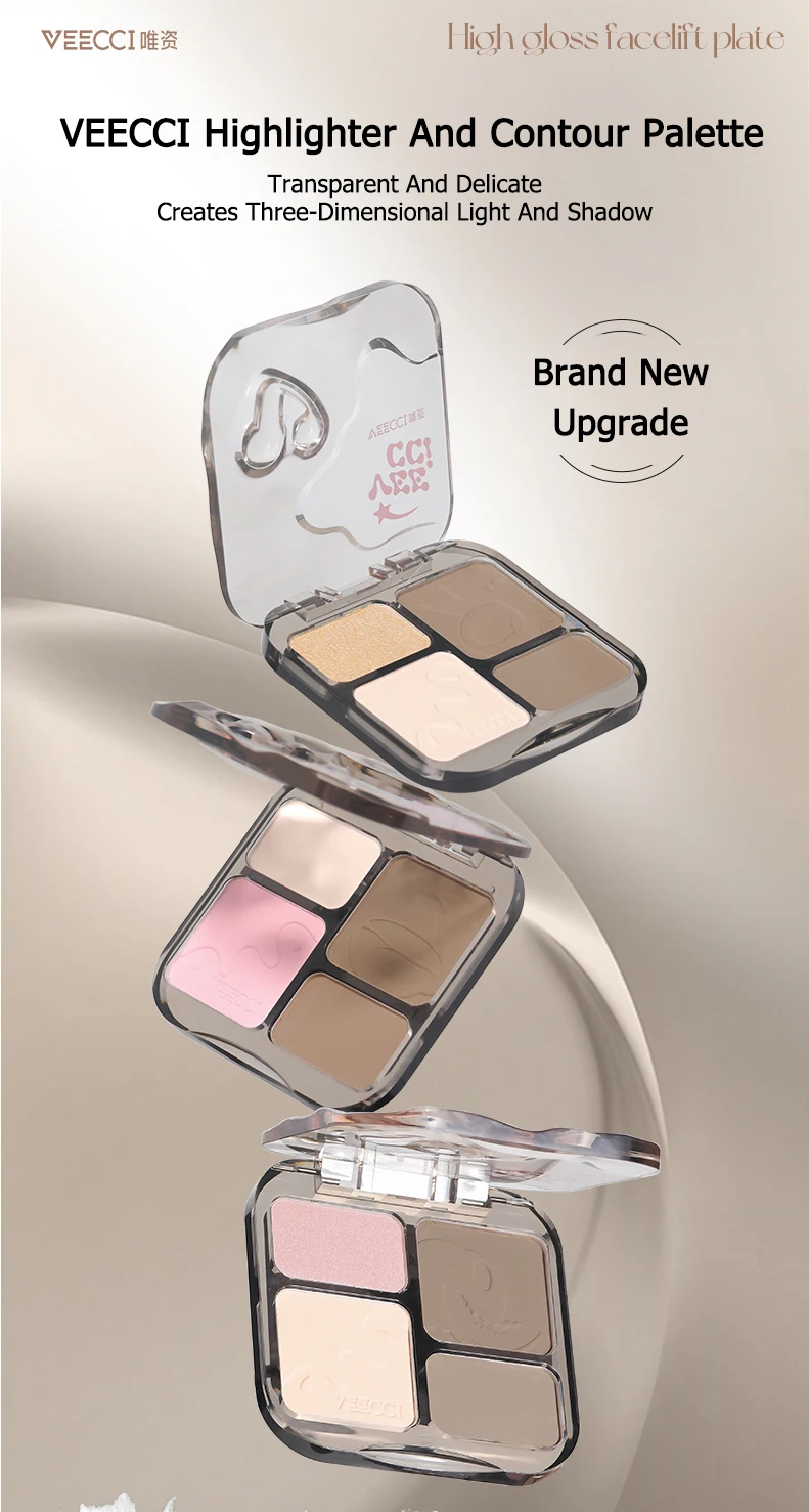 VEECCI Highlighter Kontur-Matt-Puder-Palette, aufhellender Nasen-Schatten, matt-schimmernder Bronzer, Nude, einfach aufzutragen, natürliches Make-up – Detail 10