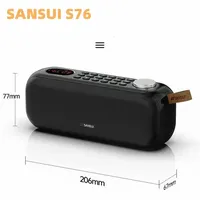 SANSUI F76 Portable Bluetooth Speaker Outdoor Bass Wireless Speaker FM Radio Knob Volume Adjustment USB Player Phone Call