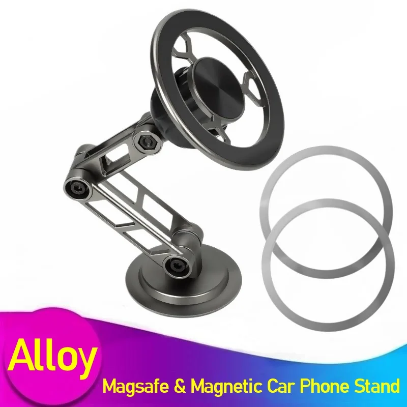 Metal Magnetic Car Phone Holder 360 Rotation Foldable Desk Phone Bracket In Car for Iphone 15 14 13 12 11 Pro Max Samsung Xiaomi