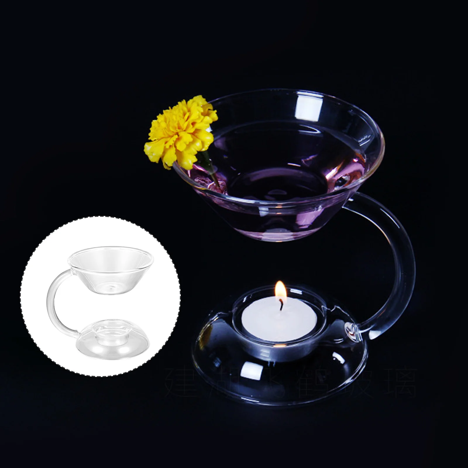 

1Pcs Clear Glass Tealight Oil Burner Warm Aromatherapy Diffuser Holder for Wedding Party Tealight Oil Scented Wax Melt
