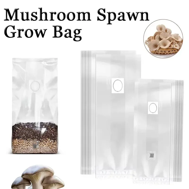 

20-10pcs Mushroom Growing Bag Spawn Bags Bags with/without Injection Port Filter Breathable Autoclavable