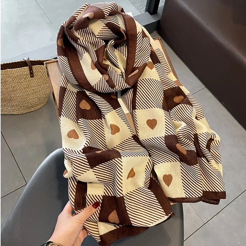 Women Scarf flower print Hijab soft Shawls and Wraps Tessale Female Foulard Designer pashmina Bandana Headscarf 2024 New