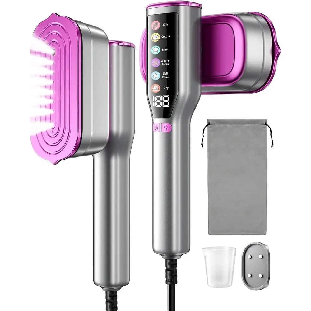 

2-in-1 Steamer & Iron, 10s Heat-up, LED Display, 6 Settings, 130ml Tank, Self Clean, 1200W Portable Steamer for Clothes, Travel