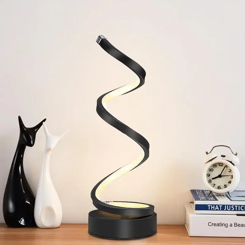 Modern Spiral Bedside Table Lamp Dimmable Small Decorative Night Light LED Desk Lamp for Bedroom Home Office Decor