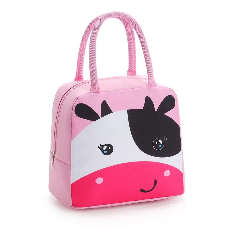 Cute Animal Insulated Lunch Bag Kawaii Thermal Tote Cooler Lunch Bag Handbag for School Office Picnic Girl Boy Women Suitable