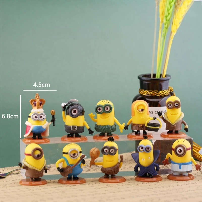 New Cute Cartoon 10Pcs/Set Kawai Minions Figurines Toys 3D Eye Despicable Miniones Action Figures Classic Toys Xmas Gifts view 3