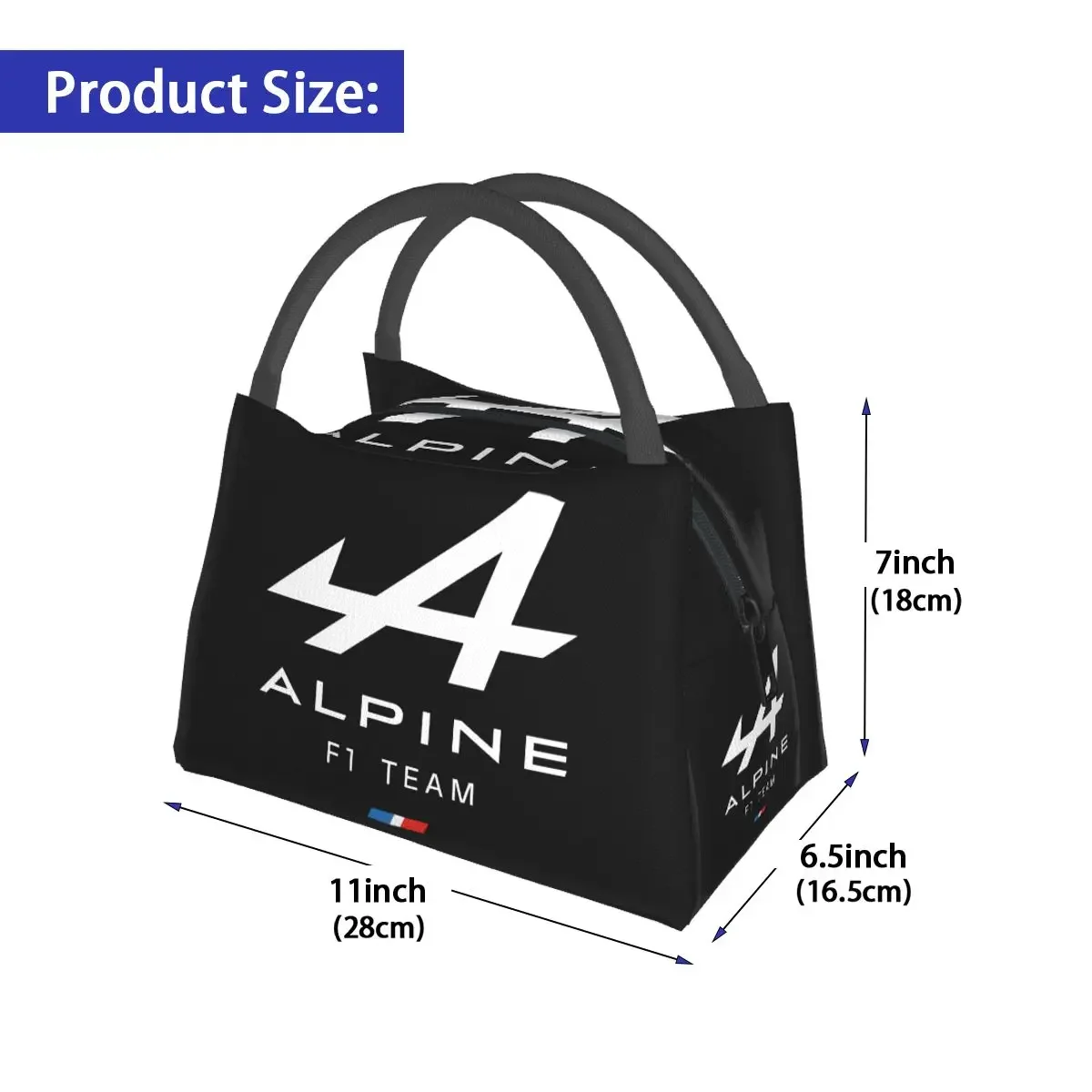 Alpine F1 Logo tim tas makan siang pria, tas makanan Tote kanvas perjalanan piknik portabel pendingin terisolasi