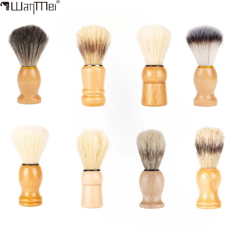 1PCS Beard Shaving Brush Makeup Brushes 1pcs Wooden Handle Bristle Hair Salon Barber Soap Foam Shave Men Facial Cleaning Tools