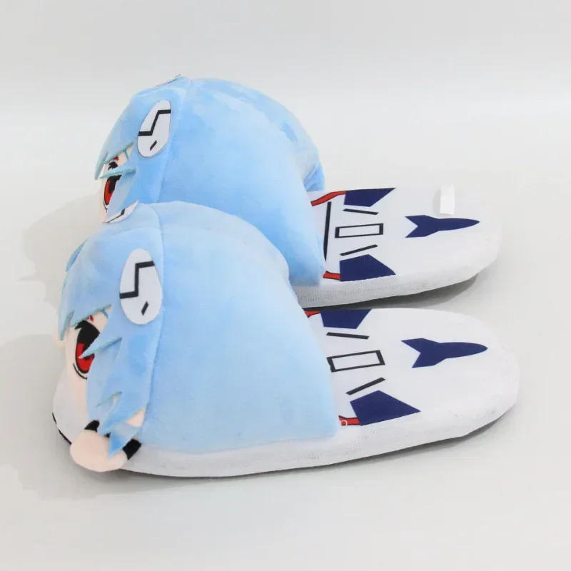 EVANGELION Rei Cotton Slippers Anime Plush Slippers for Men Women Cartoon Fluffy Shoes Home Indoor Slippers Winter Warm Shoes