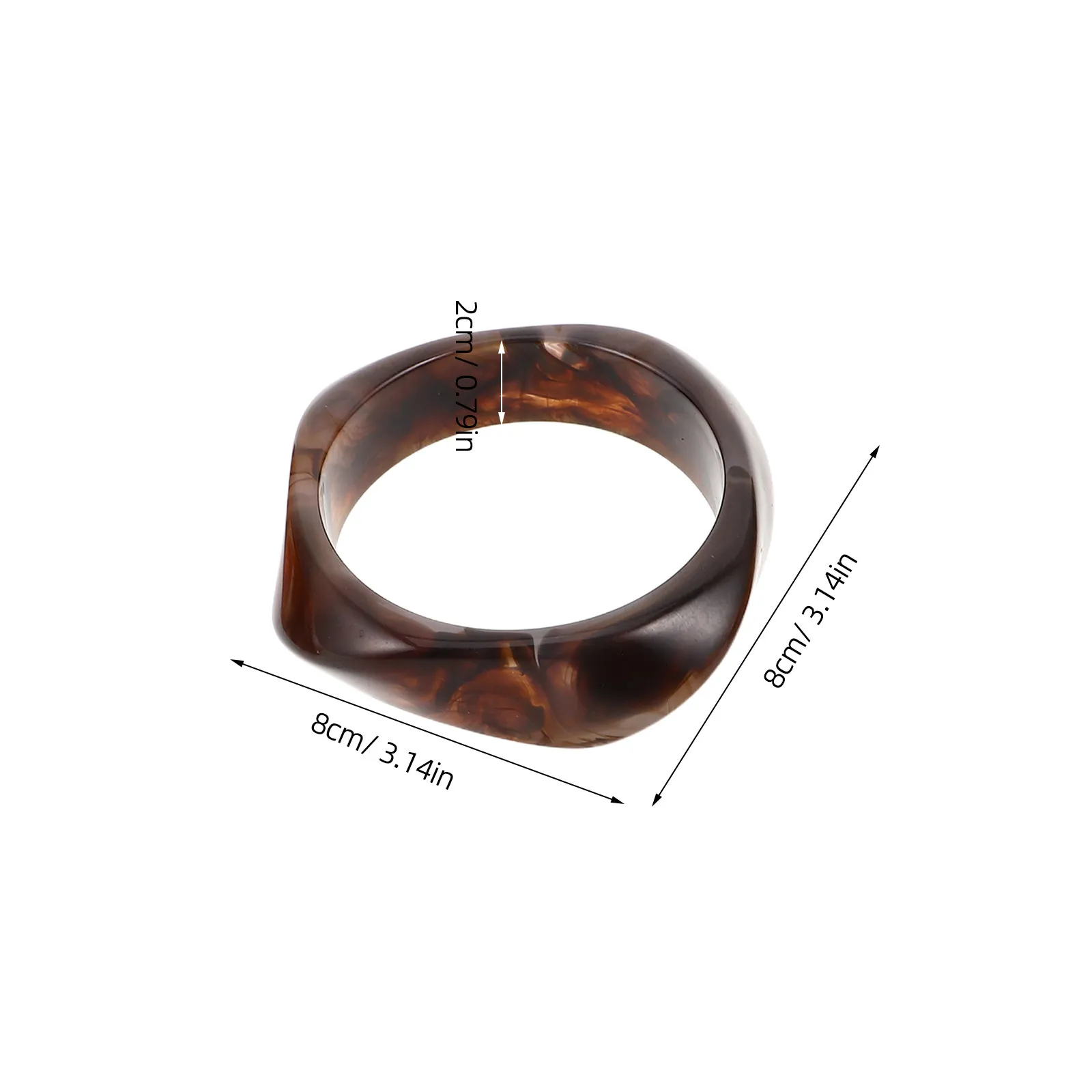 3Pcs Resin Geometric Bangle Bracelet - Coffee Marbled Irregular Wide Cuff for Women Chunky Statement Wristband Jewelry