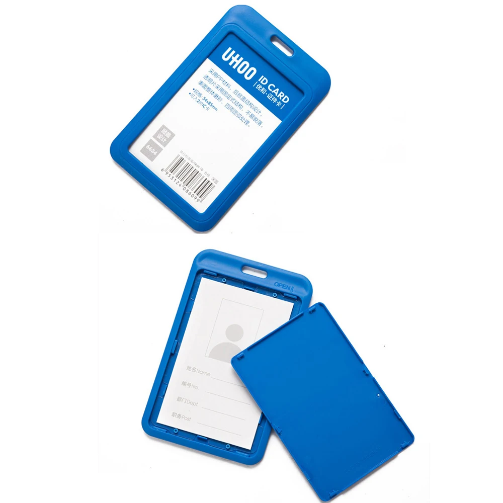 1 Pc Plastic Badge Lanyard Holder Card Case Short Rope Keychain Name Pass Cover Retractable Buckle School Stationery