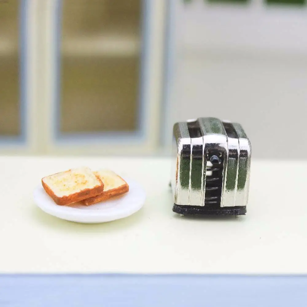 시뮬레이션 음식 미니 액세서리 장식 미니 주방 장난감, 미니 주방 조리기구 1:12, 미니어처 토스터기 빵 토스트 머신 인형