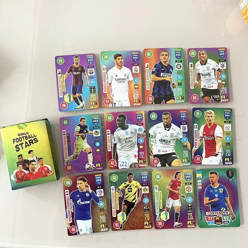 55 Uds. Tarjetas de estrella de fútbol FIFA Copas del Mundo de primera clase colección Messi Ronaldo limitada oro plata TCG regalos de cumpleaños