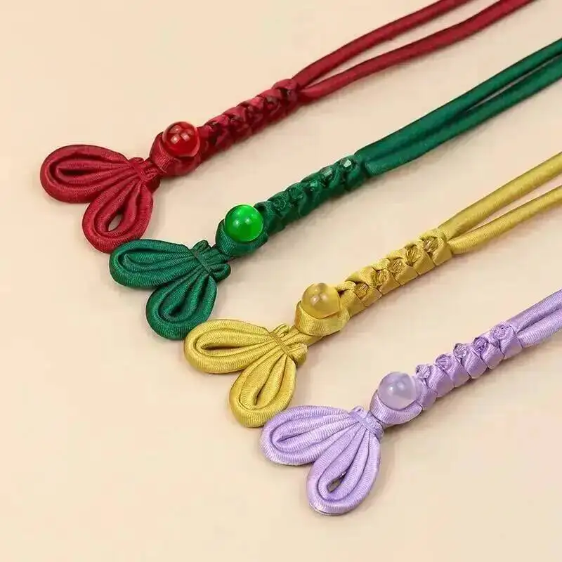 Congsam Plate Button Jade Bead Rabbit Ear Crystal Tassel One Line Button Hanfu Decorative Button