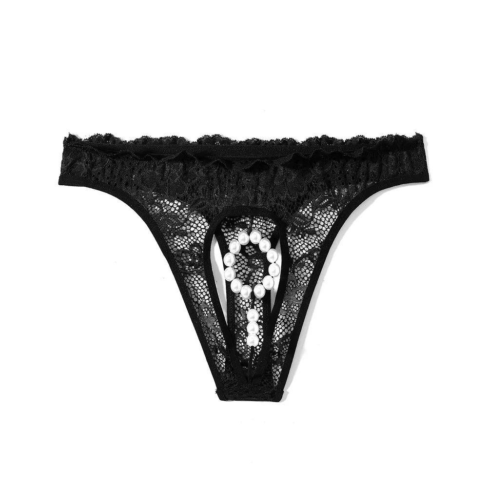 Men Cock Ring With Pearl Erotic Briefs See Through Underwear For Man Sexy Lingerie Front Open Sissy Lace UnderpantsMen's Panties