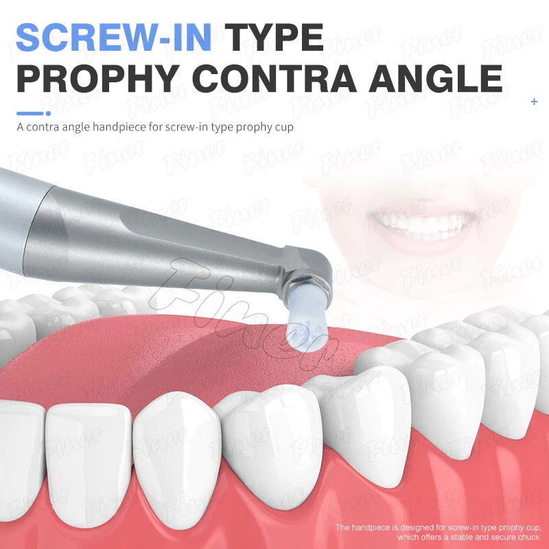 قبضة بزاوية كونترا منخفضة السرعة ، الوقاية من الأسنان ، كوب ملولب ، فرشاة ، طاقم