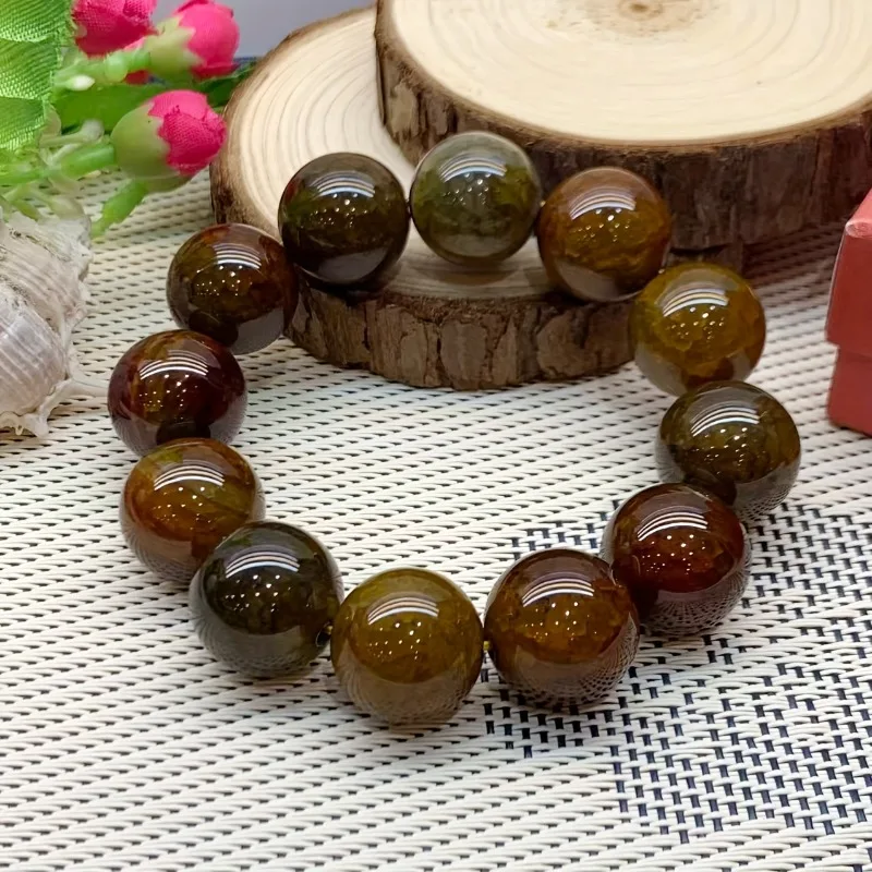 

Браслет из натурального одногоколо агата с круглыми бусинами, модный и универсальный.