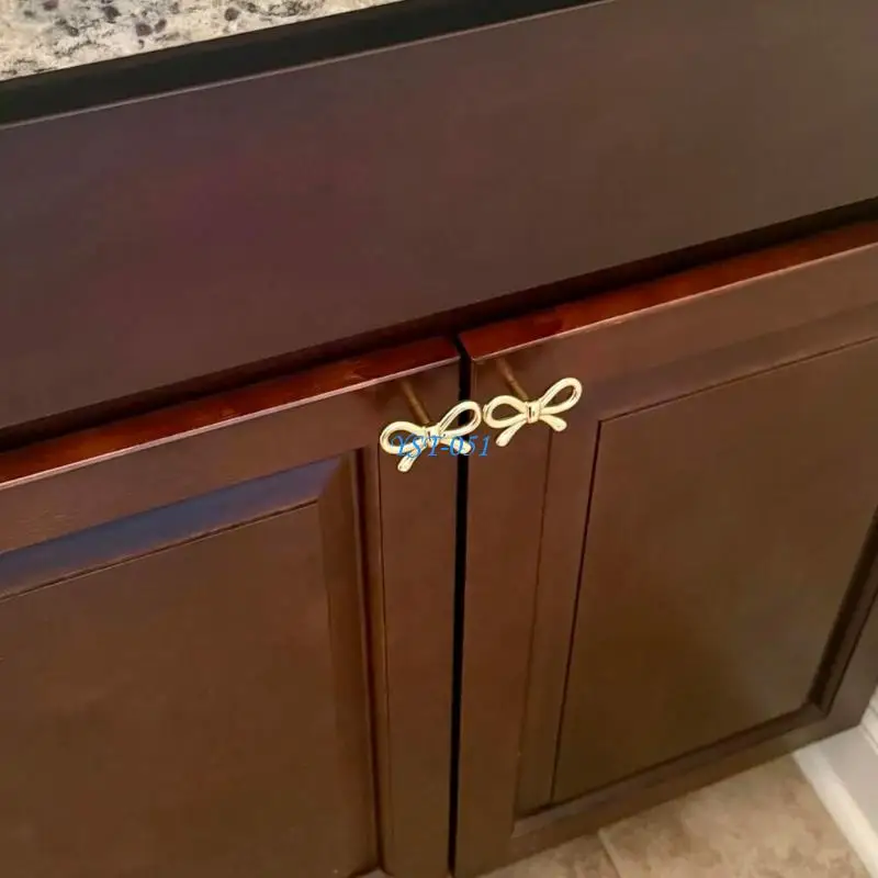 E15A Bowknot Metal Cabinet Drawer Handle Furniture Decorative Handle Cupboard Pulls Furniture Decoration Hardware