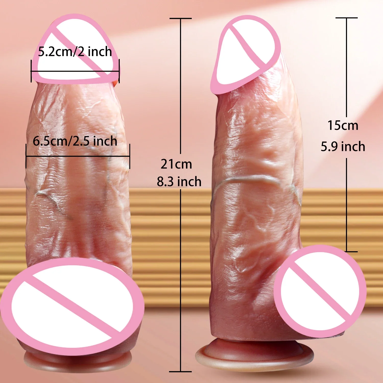 Huge Realistic Thick Dildo Adult Soft Silicone Vaginal Masturbators Small Glans Penis with Suction Cup Dick Sex Toy for Women