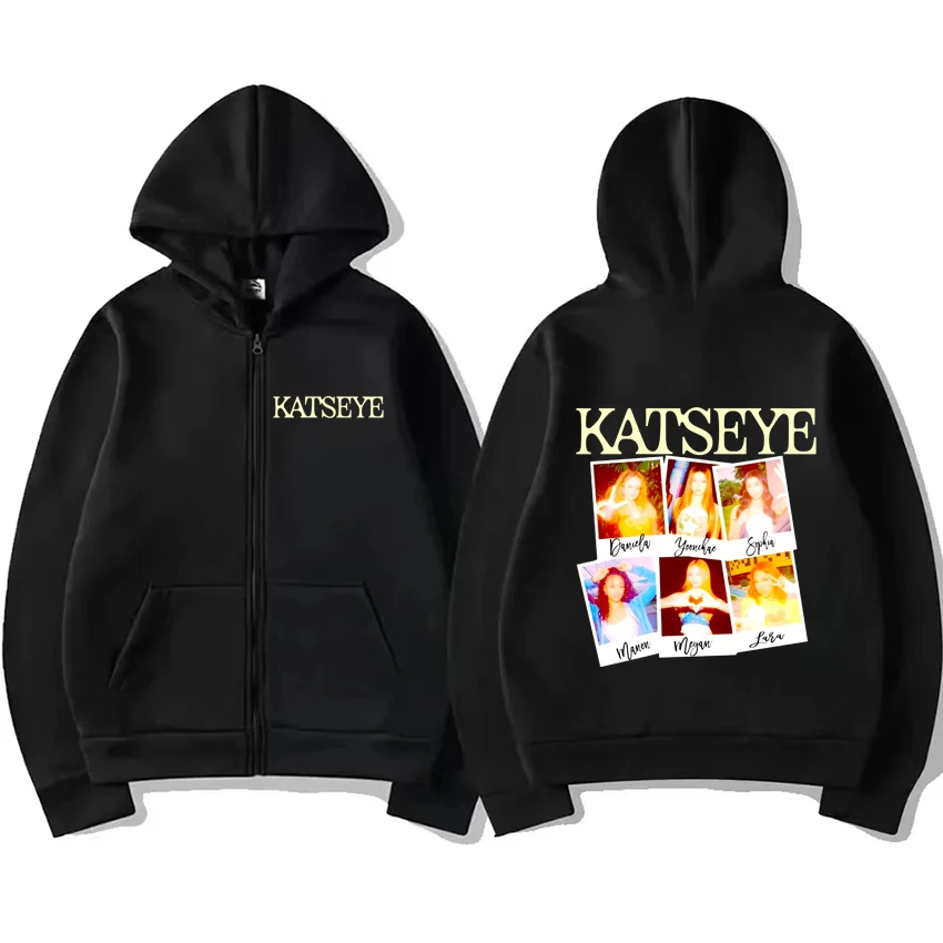 

Katseye Classic fashion Zipper Hoodie Coat Men Women vintage Casual streetwear Oversized fashion Unisex Fleece Zip-up Jacket