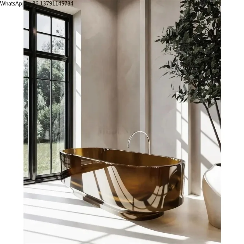 Amber Transparent Resin Detached Hotel Villa Clubhouse Double Adult Bath Tub