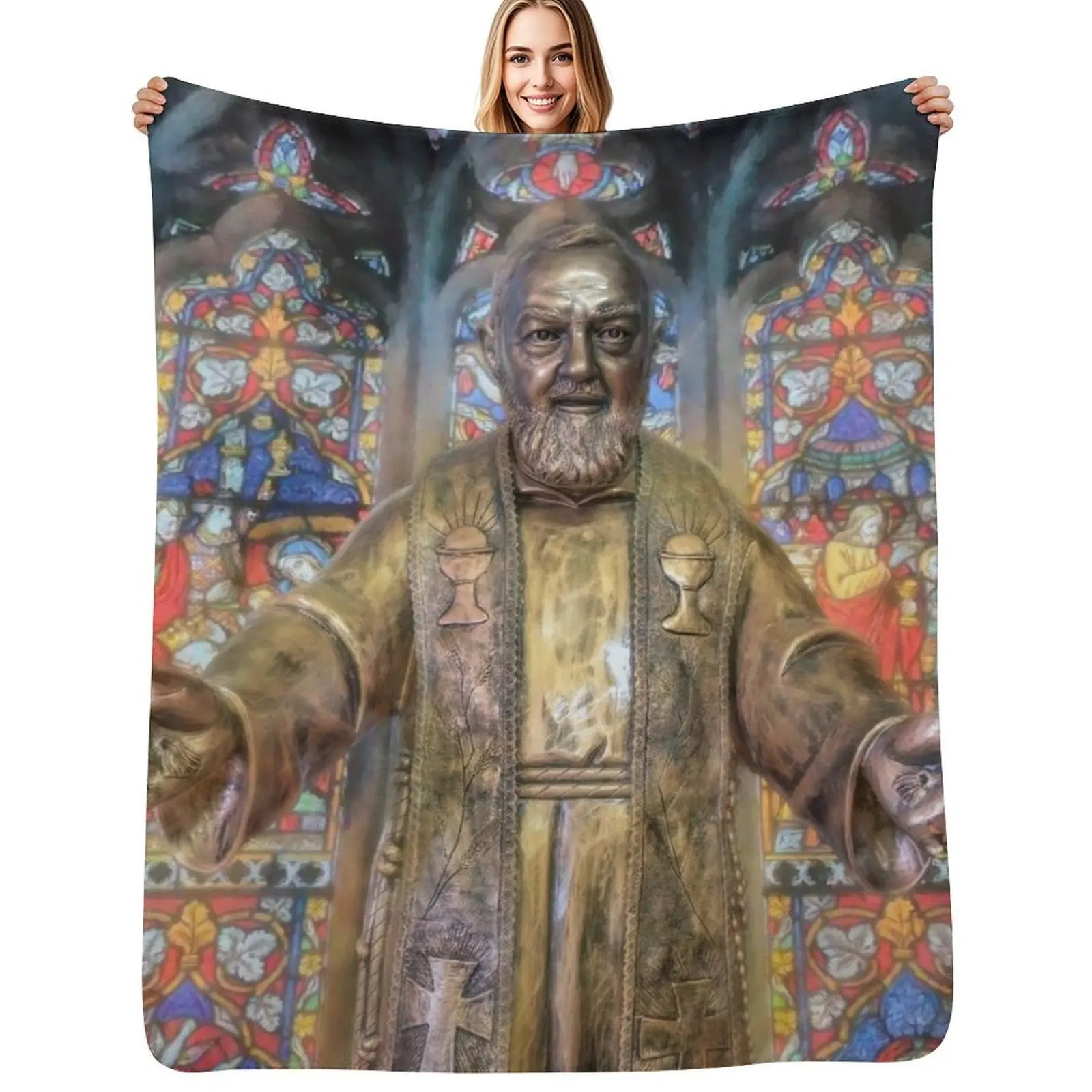 Saint Pio Statue Throw Blanket Winter beds decorative Designers For Baby Blankets For Bed heavy to sleep Blankets