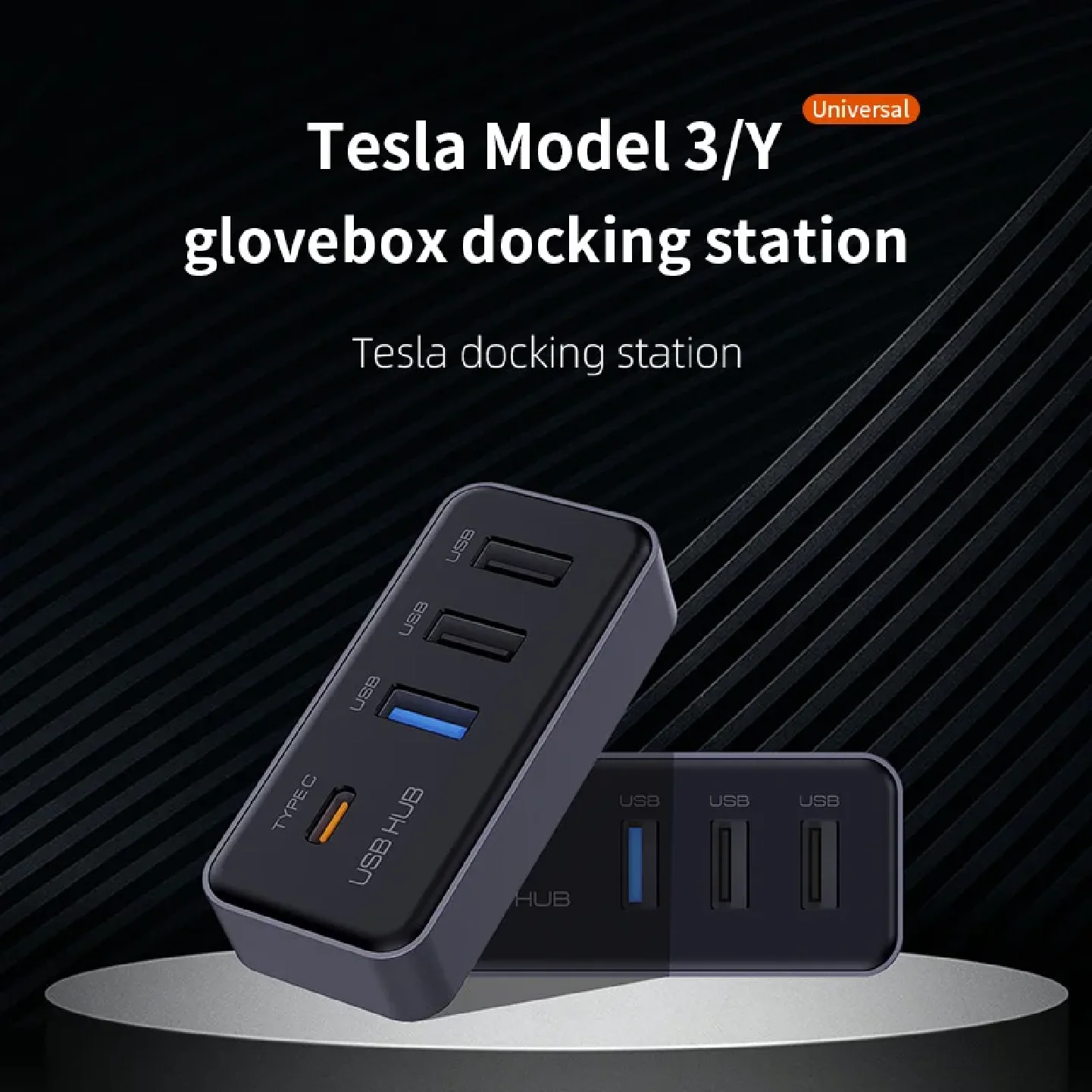 4-in-1 USB Hub Suitable for Tesla Model 3 and Model Y Versions After 2023, Used for the Glove Box, Dashcam, USB Charging, Data T