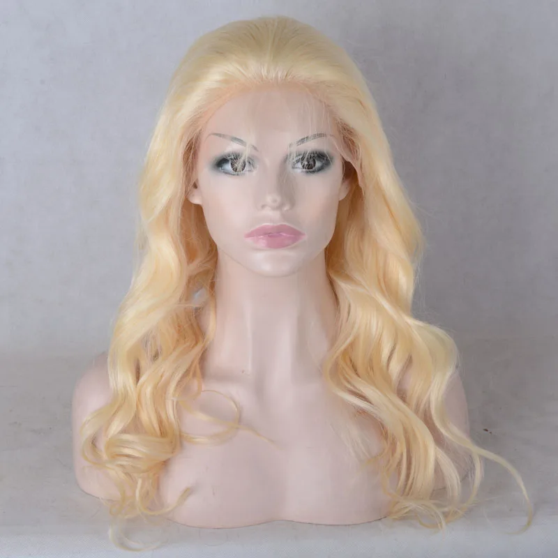 

Blonde Long Wavy women's Wig Natural Curly human hair Full Synthetic Hair Wig for Women with full bangs female